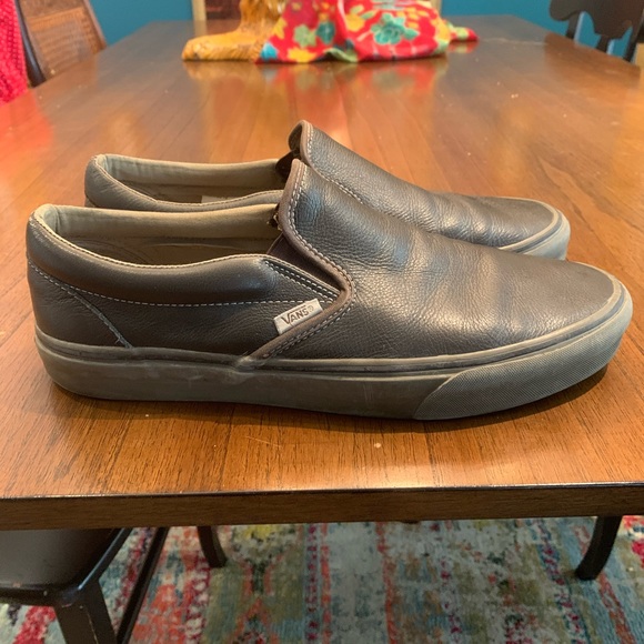 brown leather vans slip on